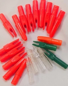 15 ORANGE EASTON NOCKS WITH 6 OTHER NOCKS 21 TOTAL SEE PICS - Picture 1 of 10