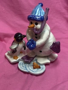 Goebel Snorkeling Snowman with Penguin Figurine; Approx 6" Tall - Picture 1 of 3