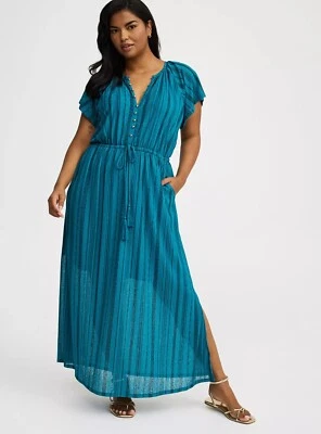 TORRID Gauze Maxi Dress Blue NWT New 1X - Image 1 of 4