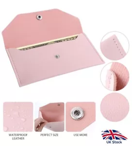 Cash Wallet for Notes Leather Money Envelope Leather Money Stuffing Wallet Pink - Picture 1 of 10