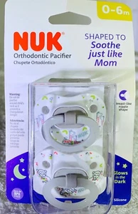 NUK Orthodontic Pacifier 0-6 months Glows in Dark White with zoo animals - Picture 1 of 4