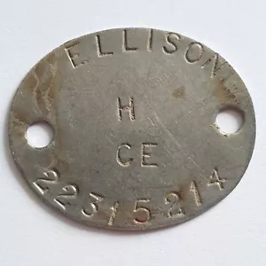 British military dog ID tag - Ellison H CE 22315214 - Army - Royal Navy - - Picture 1 of 3