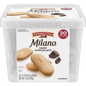 Pepperidge Farm Milano Cookies, Dark Chocolate, 20 Packs Tub, 2 Cookies per Pack - Picture 1 of 7