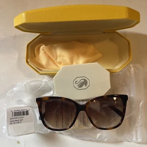 SWAROVSKI tortoise Bordeaux  Sunglasses 55-16-140 Side Crystals Pearls new case - Picture 1 of 9