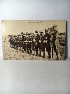 Postcard "Ready for a Long Hike" World War 1 Army Soldiers Posted 1916 - Picture 1 of 2