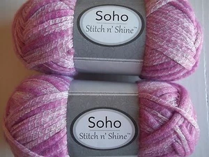 Herrschners Soho Stitch 'n Shine knit texture yarn, Purple, lot of 2(103 yds ea) - Picture 1 of 2