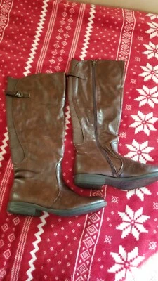 Botas Bamboo Montage-93 Marrón Hasta la Rodilla 17" Cremallera Lateral Mujer 37 EE. UU. 7 Foto 1 de 4