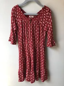 Abito bambina Lucky Brand manica a campana 3/4 taglia 4 fiori bordeaux elasticizzato usato in ottime condizioni - Foto 1 di 6