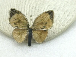 Vintage Gold & Black Butterfly Brooch, Faux Pearl, 2", 1960's-1970's - Imagen 1 de 6