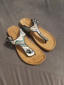 Graceland Damen Schlappen Halbschuh Mokassin Slipper 38 Braun Blau Grün Neu - Bild 1 von 7
