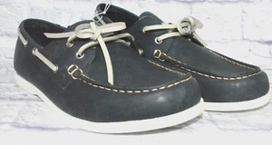 OLD NAVY CUSHIONED INSOLES NAVY BLUE MEN'S DRESS BOAT SHOES SLIP ON SIZE 11 NEW - Picture 1 of 6