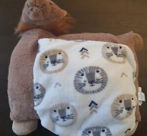 Manhattan Kids 2 pcs Animal lion Pillow Plush tan lion face Blanket New no tags
