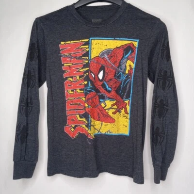 Marvel Superman Boys Long Sleeve T-shirt Gray Spider Sleeve Graphic Medium - Image 1 of 4