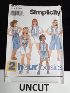 SIMPLICITY UNCUT Pattern 8953 Girls Size 7-14 2 Hour Basic Shorts Top Lined Vest - Picture 1 of 8