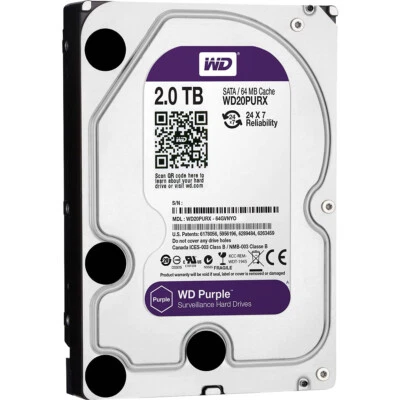 WD WD20PURX Purple 2TB Surveillance 3.5" Hard Disk Drive Class SATA SATA 6 Gb/s - Image 1 of 4