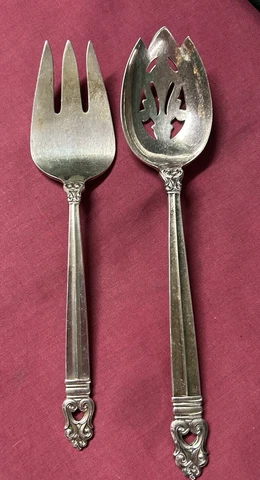 Royal Danish International Sterling Silver Salad Serving Set 2 Pcs Cover