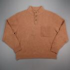 Orvis Pullover Mens Large Brown Lambswool Quarter Button Long Sleeve