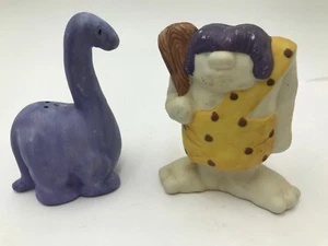 Pair Caveman Dinosaur Salt Pepper Shaker Kitchen Decor Albert E Price H3.5" F - Picture 1 of 9