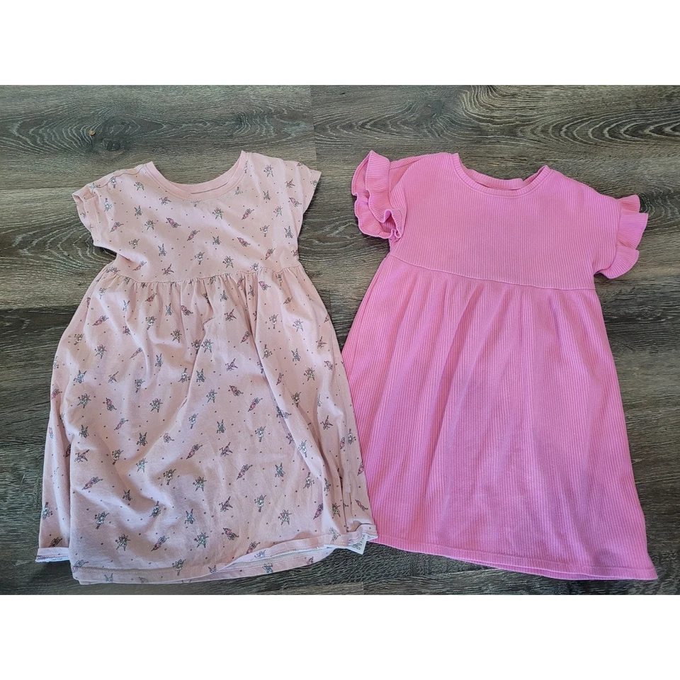 Old Navy Girls Dress Bundle Size 5T 6T Pink Fairy Flutter Sleeve Knit Casual #5 - Image 1 of 4