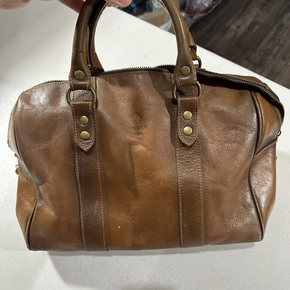 Bolso de Lona I Medici Firenze Hecho en Italia Cuero Genuino Marrón De Colección Foto 1 de 4