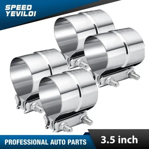 4Pcs 3.5" Stainless Steel 304 Heavy Duty Exhaust Band Clamp Lap Joint Clamps - Picture 1 of 9