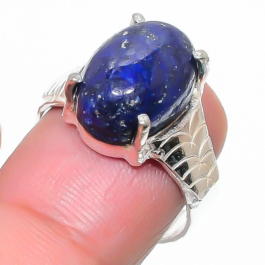 Lapis Lazuli Gemstone 925 Sterling Silver Jewelry All Size Ring For Gift - Image 1 of 1
