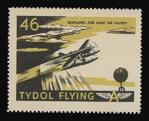 TYDOL FLYING "A" POSTER STAMPS OF 1940 - #46, SEAPLANES - FOR LONG THE FASTEST - Picture 1 of 2