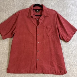 Toscano 100% Silk Button Up Shirt Men XL Short Sleeve Reto Camp Shirt Preppy - Picture 1 of 6