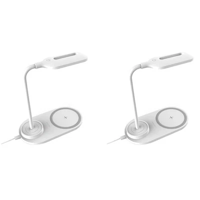 2X Dimmbare LED Schreibtisch Lampe mit Kabellos Ladegerät, Kabellos Auflade5088 - Bild 1 von 4