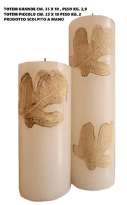 Paar 2 große Wachs Totems Handarbeit cm. 35 x 10 , cm. 25 x 10 - Bild 1 von 7