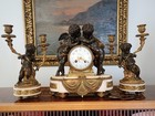 pendule aux anges en bronze XIXème  par Claude Michel Clodion signé