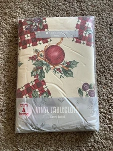 Vintage Borte A Home Kmart Weihnachten VINYL TISCHDECKE länglich 52x70 Flanellrücken - Bild 1 von 3