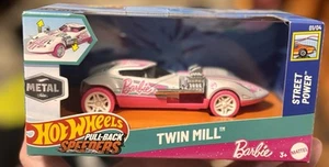 Hot Wheels BARBIE TWIN MILL Pull-Back Speeders New! Hard To Find Mattel - Picture 1 of 5