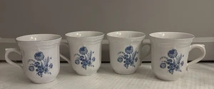 Backsteinofen JARDIN BLEU Set 4 Tassen Kaffee Tee Steinzeug Blumen - Bild 1 von 7