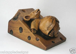Church Mouse Asleep on Cheese Unique Collectable Ornament Gift Hand Made Mice. - Picture 1 of 9