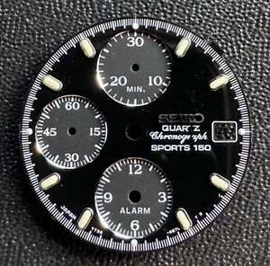 Genuine Seiko Round Watch Dial Black 7T32 6E7L XB13 26.5 mm E11-6 - Picture 1 of 5