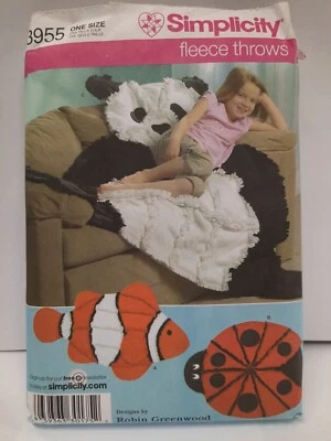 Simplicity Fleece Throws Pattern 3955 ~ Dori Fish Panda Ladybug Robin Greenwood - Image 1 of 4