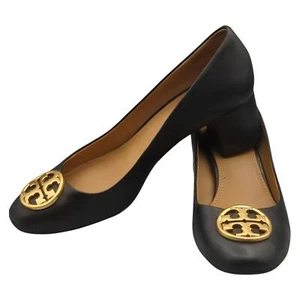 Tory Burch Pump Heels Chelsea 50mm Perfect Black Nappa Leather Gold Logo  45900 - Picture 1 of 12