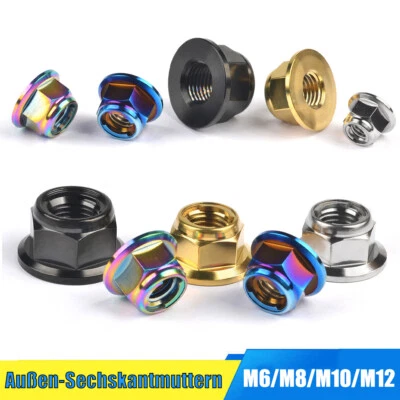 Titanmutter M6 M8 M10 M12 Flansch Außen-Sechskant Sicherungsmuttern für Motorrad - Bild 1 von 4