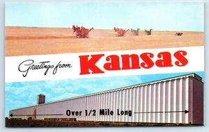 Saludos desde los ascensores de granos más grandes del mundo de Kansas en Wichita KS postal - Imagen 1 de 2
