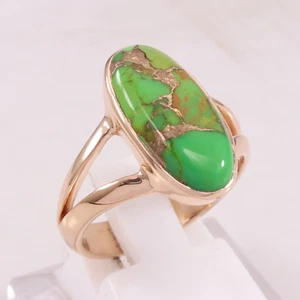 Green Copper Turquoise Ring 18k Rose Gold Plated Handmade Jewelry Ring Gift Her - Picture 1 of 10