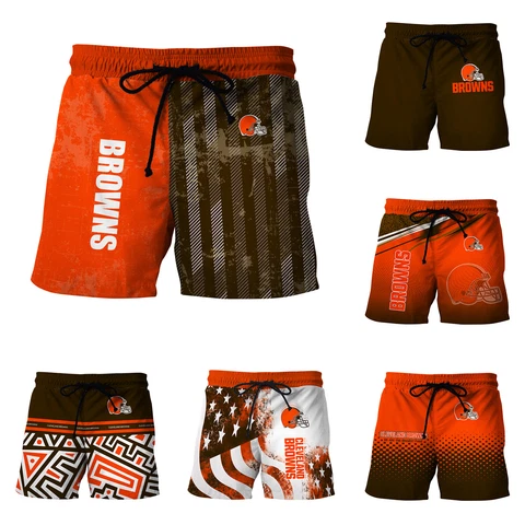 Cleveland Browns Mens Board Shorts Athletic Quick Dry Shorts Loose Swim Trunks Cover