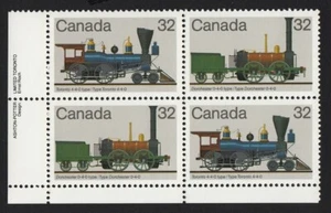 HISTORY = LOCOMOTIVES (1836-1860) = Canada 1983 #1000a LL PLATE Block of 4 MNH - Picture 1 of 1