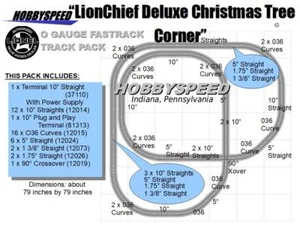 LIONEL FASTRACK LIONCHIEF DELUXE CHRISTMAS TREE CORNER TRACK LAYOUT 7'x7' pack - Picture 1 of 2