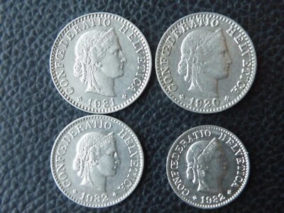 4 - Switzerland Swiss Coin  5(1932) 10(1932) 20(1920) 20(1931) Rappen  FREE SHIP - Image 1 of 4