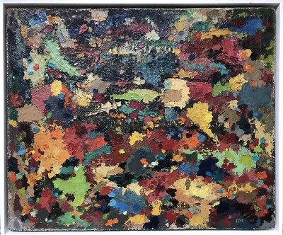 René MARIE (1909-1973).Composition, 1956.Huile/toile marouflée/p.SBD.54x65.Cadre - Photo 1/4