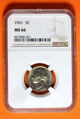 1961 NGC MS66 Jefferson Nickel #B40688 - Image 1 of 2