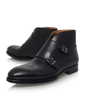 Handmade men black boots, double monk strap boot, men leather boots formal dress - Image 1 of 4