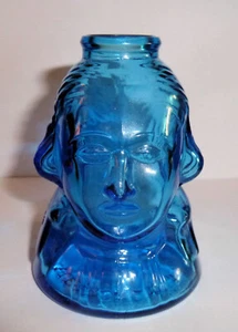 Wheaton George Washington statuina vetro azzurro New Jersey vintage - Foto 1 di 3