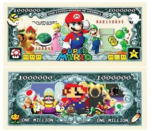 Pack of 50 - Nintendo Classic Super Mario Bros 1 Million Collectible Dollar Bill - Picture 1 of 7